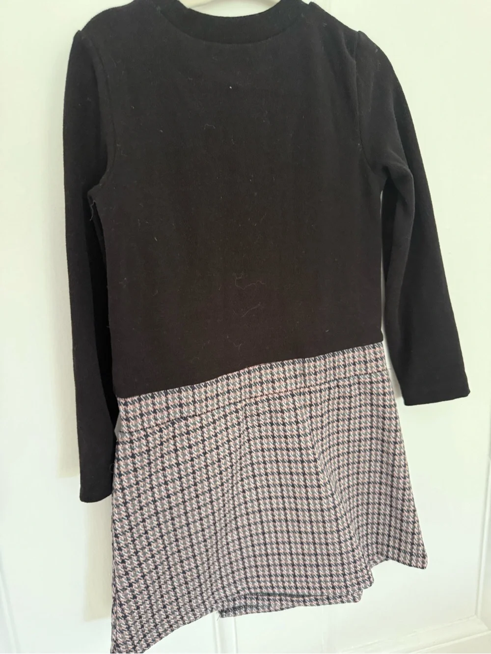 deux par deux Black Top with Pink and Black Houndstooth Mini Skirt